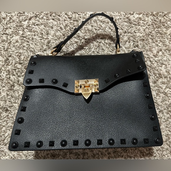 Handbags - Goth Matte Black Studded Rubber Jelly Handbag Black 7"H X 9"W X 3.5